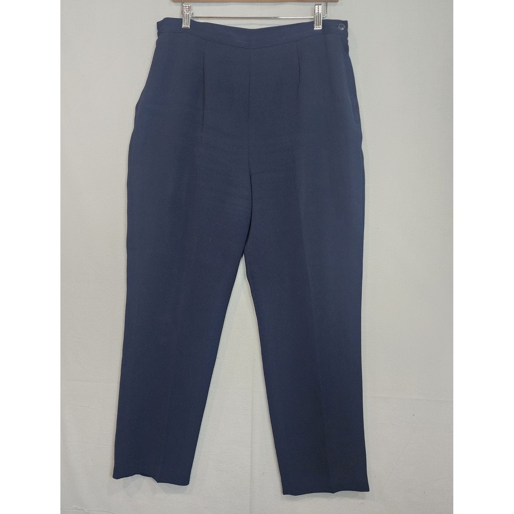 Sag Harbor Dress Pants Navy Blue Pleated High Waist‎ Women 14P